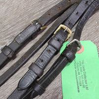 Leather Bridle Crown Piece, Cheeks, buckles *gc/fair, clean, stretched & tight keepers, xholes, older, oily, mismatched
