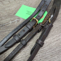 Leather Bridle Crown Piece, Cheeks, buckles *gc/fair, clean, stretched & tight keepers, xholes, older, oily, mismatched
