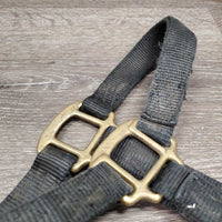Thick Nylon Halter *gc/fair, older, faded, stiff, nose separation, missing eyelets, snags, dirt , mnr hair
