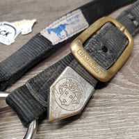 Thick Nylon Halter *gc/fair, older, faded, stiff, nose separation, missing eyelets, snags, dirt , mnr hair
