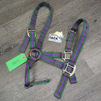 Nylon Halter, adj *gc, missing chin strap & hardware, clean, snags, fading
