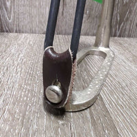 Thick Light Safety Peacock Stirrup Irons, 1 grip, elastic & leather keeper *gc, clean, mnr scratces
