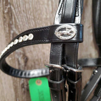 Monocrown Rsd Dressage Bridle, Crank, Flash, Rsd/FS Braided Reins, Bling *like new, mnr creases & curled ends
