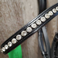 Monocrown Rsd Dressage Bridle, Crank, Flash, Rsd/FS Braided Reins, Bling *like new, mnr creases & curled ends