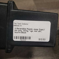 2 Reversible Plastic Jump Cups,1 pin only, string *vgc, mnr dirt, scuffs
