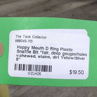 D Ring Plastic Snaffle Bit *fair, deep gouges/holes, v.chewed, stains, dirt
