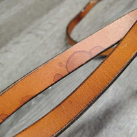 Leather Split Reins, Chicago screws *vgc/gc, clean, stains, rubs, paint?, stiff, dry, dent/bent
