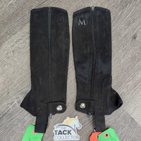 Pr JUNIORS Micro Suede Half Chaps *fair, peeling, shedding, faded, rubs, clean
