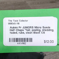 Pr JUNIORS Micro Suede Half Chaps *fair, peeling, shedding, faded, rubs, clean
