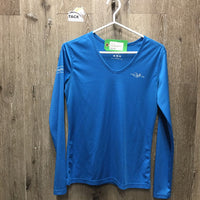 LS V Neck Shirt *gc, mnr snags, pit stains, peeling text
