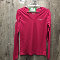 LS V Neck Shirt *vgc, mnr snags, pit stains & peeling logos