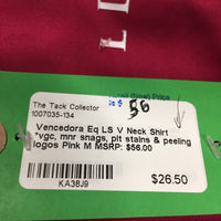 LS V Neck Shirt *vgc, mnr snags, pit stains & peeling logos