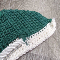 Crochet Fly Veil Bonnet, 2x bling, piping *like new, 0 tags, curled & puckers
