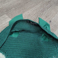 Crochet Fly Veil Bonnet, 2x bling, piping *like new, 0 tags, curled & puckers
