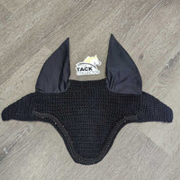 Soft Crochet Fly Veil Ear Bonnet, 2x bling, piping *vgc, clean, mnr hairy & stains/fading
