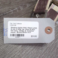 Nylon Web, Fleece Lined, 2x els, D Ring *gc, clean & dirty, mnr hairy, clumpy & stretched elastic
