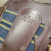Open Front Leather Boots, buckles, neoprene velcro liner *gc/fair, v.scraped, v.rubbed, pain, scratches, dry, stiff, mnr dirt & hair
