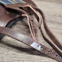Open Front Leather Boots, buckles, neoprene velcro liner *gc/fair, v.scraped, v.rubbed, pain, scratches, dry, stiff, mnr dirt & hair
