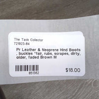 Pr Leather & Neoprene Hind Boots , buckles *fair, rubs, scrapes, dirty, older, faded
