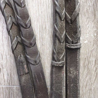 FS Rsd Padded Bridle, Braided Reins *gc/fair, mismatched, v.dirty, loose hooks & stitching, xholes
