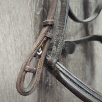 FS Rsd Padded Bridle, Braided Reins *gc/fair, mismatched, v.dirty, loose hooks & stitching, xholes
