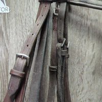 FS Rsd Padded Bridle, Braided Reins *gc/fair, mismatched, v.dirty, loose hooks & stitching, xholes
