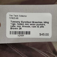EuroSeat Breeches, bling *vgc, faded, mnr seam puckers, rubs, mnr threads, rubs & pills
