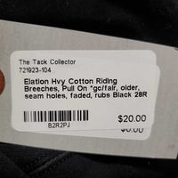 Hvy Cotton Riding Breeches, Pull On *gc/fair, older, seam holes, faded, rubs
