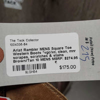 MENS Square Toe Western Boots *vgc/xc, clean, mnr scrapes, scratches & stains
