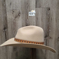 Felt Cowboy Hat, Laced Leather Hat Band *xc, mnr brim & inner brow stains
