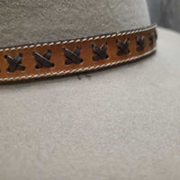 Felt Cowboy Hat, Laced Leather Hat Band *xc, mnr brim & inner brow stains