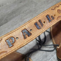 v.thick Hvy Leather Chinks, "Paul", string front strap *gc, scuffs, salt stains?film, scratches, mnr edge chews?scrapes
