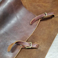 v.thick Hvy Leather Chinks, "Paul", string front strap *gc, scuffs, salt stains?film, scratches, mnr edge chews?scrapes