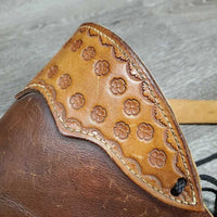 v.thick Hvy Leather Chinks, "Paul", string front strap *gc, scuffs, salt stains?film, scratches, mnr edge chews?scrapes
