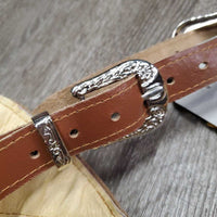 Suede Shotgun Chaps, fringe, buckstitch, thigh pockets, tooled hardware *like new
