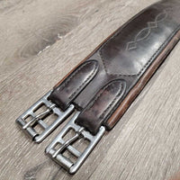 FS Thick Padded Leather Girth, 2x els *gc/fair, dirty, frayed/torn elastic, faded, curled edges, scrapes, deep creases

