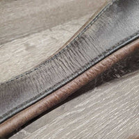 FS Thick Padded Leather Girth, 2x els *gc/fair, dirty, frayed/torn elastic, faded, curled edges, scrapes, deep creases
