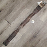 FS Thick Padded Leather Girth, 2x els *gc/fair, dirty, frayed/torn elastic, faded, curled edges, scrapes, deep creases
