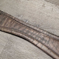 FS Thick Padded Leather Girth, 2x els *gc/fair, dirty, frayed/torn elastic, faded, curled edges, scrapes, deep creases
