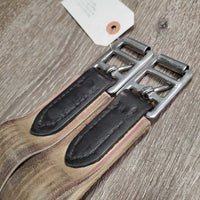 FS Thick Padded Leather Girth, 2x els *gc/fair, dirty, frayed/torn elastic, faded, curled edges, scrapes, deep creases
