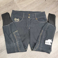 Euro Seat Denim Breeches *vgc, mnr rubs, stains, faded, unstitched seam, faded/curled tag
