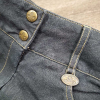 Euro Seat Denim Breeches *vgc, mnr rubs, stains, faded, unstitched seam, faded/curled tag
