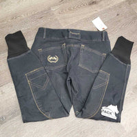 Euro Seat Denim Breeches *vgc, mnr rubs, stains, faded, unstitched seam, faded/curled tag

