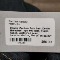 Euro Seat Denim Breeches *vgc, mnr rubs, stains, faded, unstitched seam, faded/curled tag
