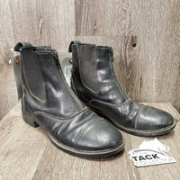 JUNIORS Paddock Boots, zips *gc, clean, v.pilly, threads, bent & dented toes, mnr film, scratches & dusty edges, older, stretched els, folded insoles
