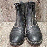 JUNIORS Paddock Boots, zips *gc, clean, v.pilly, threads, bent & dented toes, mnr film, scratches & dusty edges, older, stretched els, folded insoles
