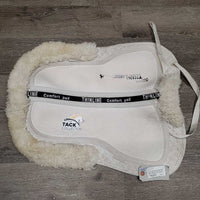 Shimmable Sheepskin Half Pad, 0 shims, rolled edge *gc/fair, hairy, dirty, clumpy, pilly, bare spot, warped, stains, missing velcro
