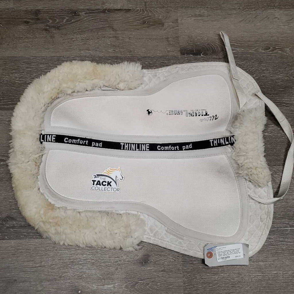 Shimmable Sheepskin Half Pad, 0 shims, rolled edge *gc/fair, hairy, dirty, clumpy, pilly, bare spot, warped, stains, missing velcro