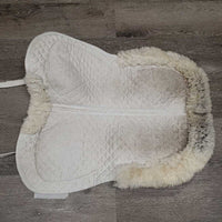 Shimmable Sheepskin Half Pad, 0 shims, rolled edge *gc/fair, hairy, dirty, clumpy, pilly, bare spot, warped, stains, missing velcro