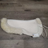Shimmable Sheepskin Half Pad, 0 shims, rolled edge *gc/fair, hairy, dirty, clumpy, pilly, bare spot, warped, stains, missing velcro